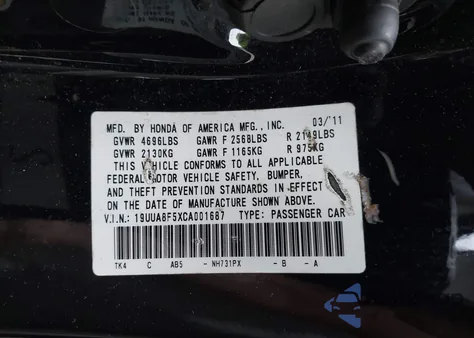 2012 Acura Tl 3.5 from USA, damaged, VIN 19UUA8F5XCA001687